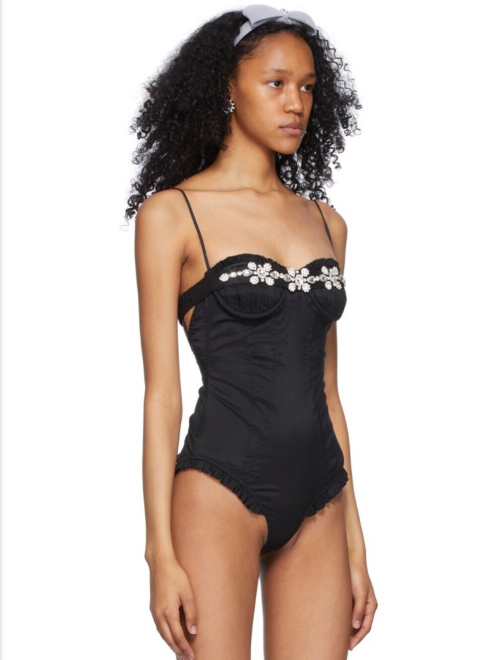 Shushu/Tong Crystal Bodysuit Ruffle trim Uk8 Us4